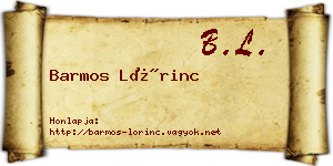 Barmos Lőrinc névjegykártya